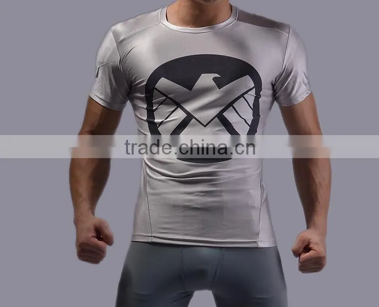 New Arrival Men Marvel Superhero Compression T Shirt Quick Dry Running Gym Fitness Tights for Male