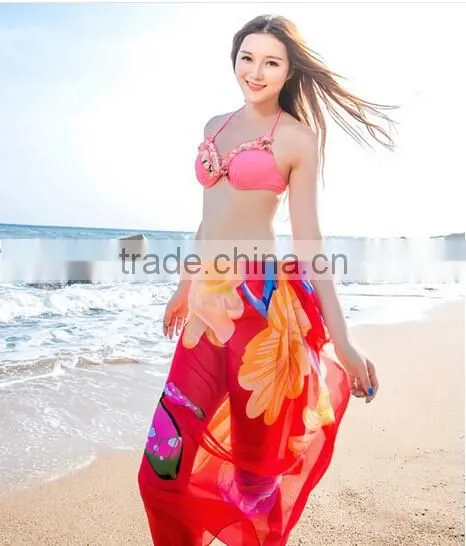 Beach Chiffon Wrap hawaiian Sarong Skirt Bikini Cover up Scarf