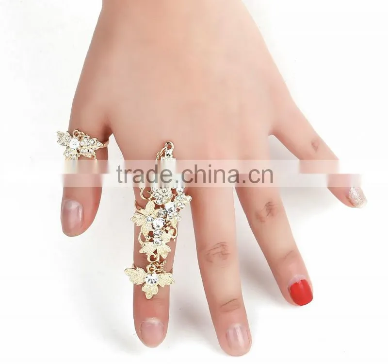 Adjustable Two Finger Ring Cuff Fine Zirconia Fashion Jewelry Womens Gift