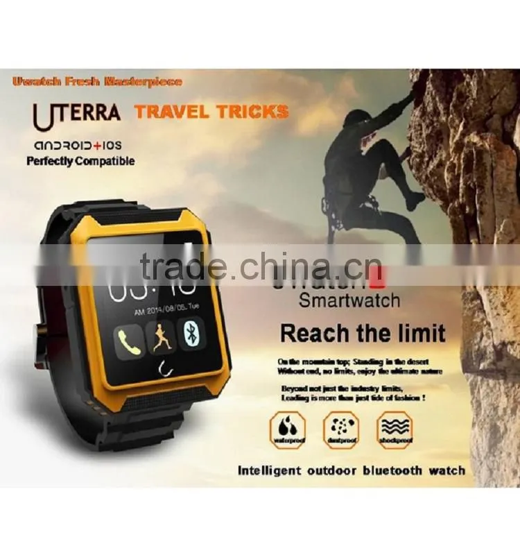 Waterproof Watch U TERRA smartwatch WristWatch Pedometer Calls Compass IPS Screen Ip68 For Android iPhone Samsung S5 Note 4 U8