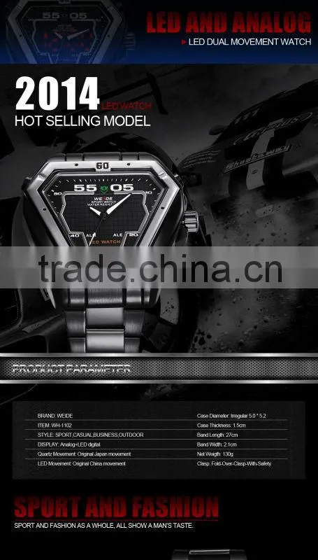 2015 Hight Quality Stainless Steel Men's led bracelet watches(WEIDE-WH1102)