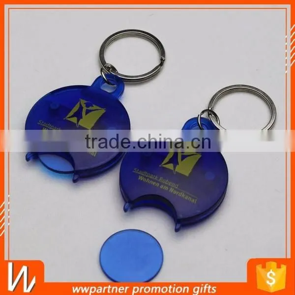 Custom Plastic Shopping Cart Coin Keychain with Custom Logo