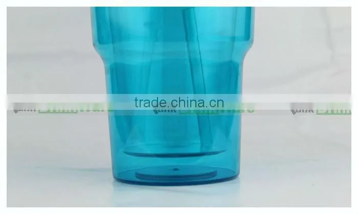 Plastic Double Walled Cup with Straw