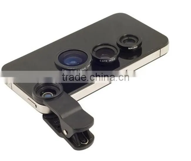 Universal 3 in1 fisheye wide-angle lens for iphone 5 6 fish eye lens for samsung phone