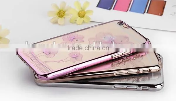 Wholesale fashion flower diamond hard cases for iphone 6 plus