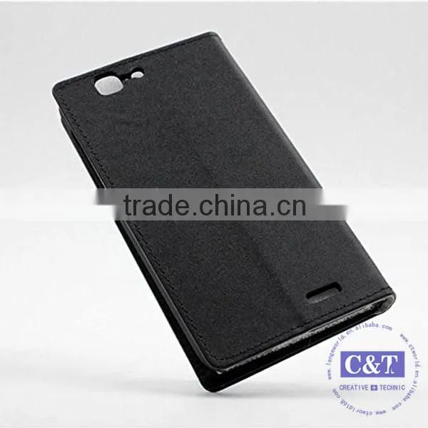 C&T Genuine credit card holder stand pu wallet leather case for huawei ascend g7