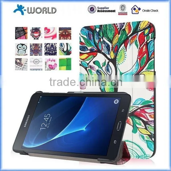 Tri Folding Color Printing Leather Case for Samsung Galaxy Tab A 7.0, Leather Case for Samsung Tab A 7.0 (T280)