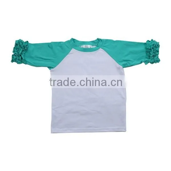 wholesale children's boutique clothing kids tshirt round neck ruffle raglan shirt deisgn children t shirt
