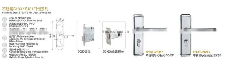 High-quality TRI-CIRCLE Stainless steel Panel door lock, Panel door lock with handles