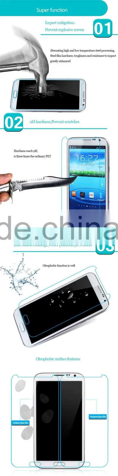 Universal tempered glass screen protector for samsung note4 n9100 clear tempered glass