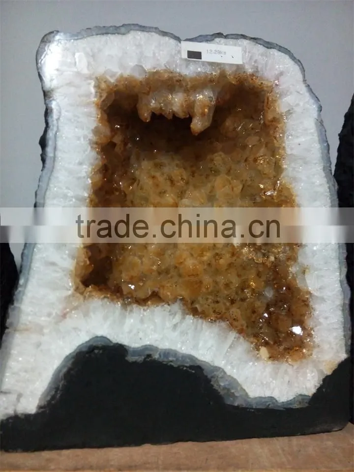 12.28kg Elegant Rare Citrine geodes for home decoration