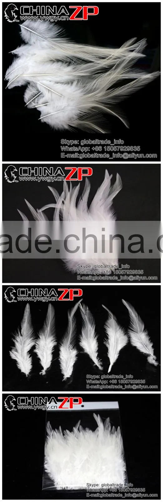 Leading Supplier CHINAZP Bulk Sale Good Quality Beautiful Bleached White Chicken Rooster Saddle Feathers