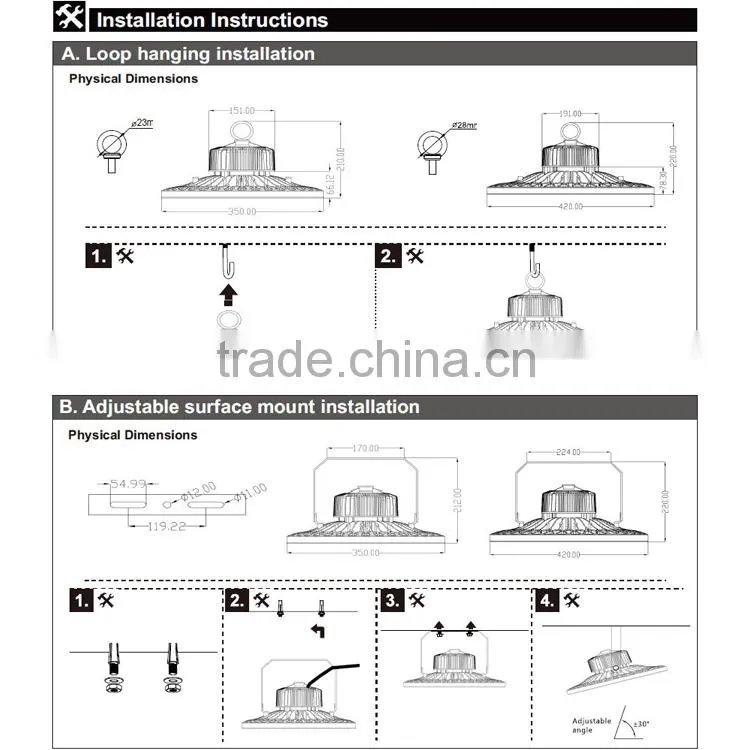 New ETL DLC high bay light competitive price led warehouse lighting fixtures