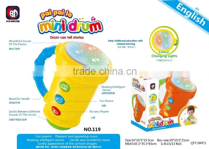 Battery operated musical Instrument hand drum toy with light