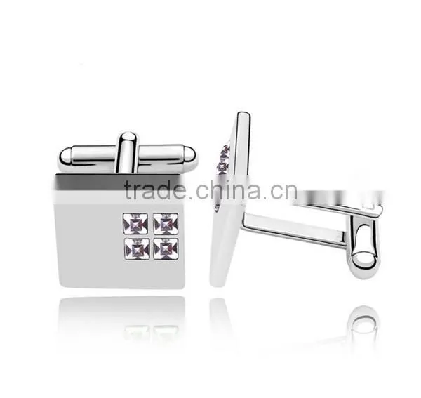 Alibaba customized latest metal silver cuff link jewelry mens shirts austria crystal cufflinks