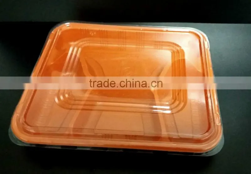 High quality disposable take-away food container with lid 4 compartment