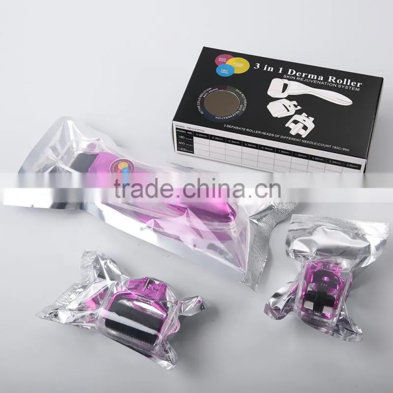 3 in1 Roller Set 0.5mm, 1.5mm, 2.0mm Titanium Micro Needles w/Travel Cas