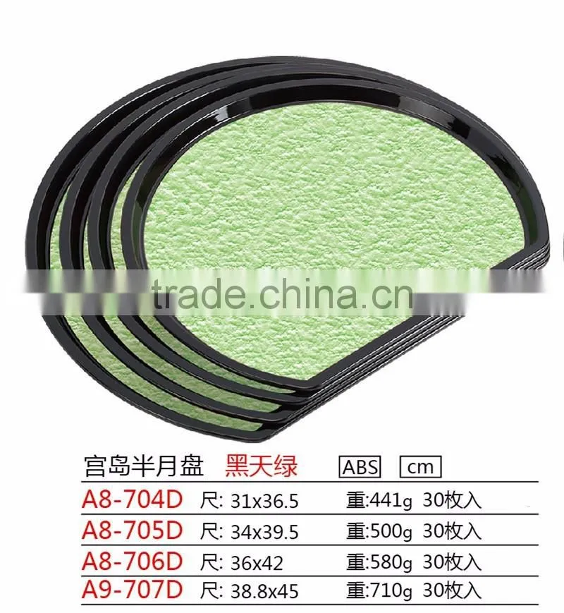 Fashion semicircular plastic colorful food tray