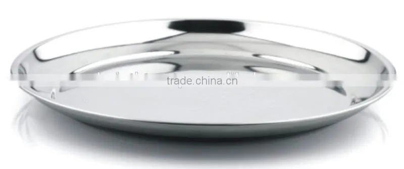 Stainless steel round serving tray dinnerware steel plate