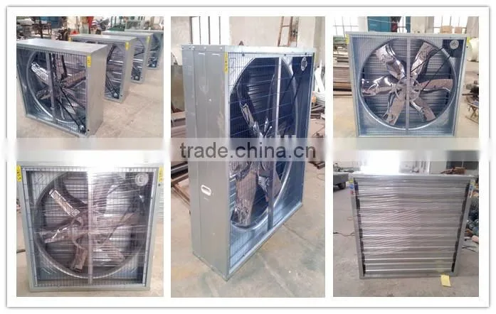 Ventilation fan for greenhouse and poultry with pusher