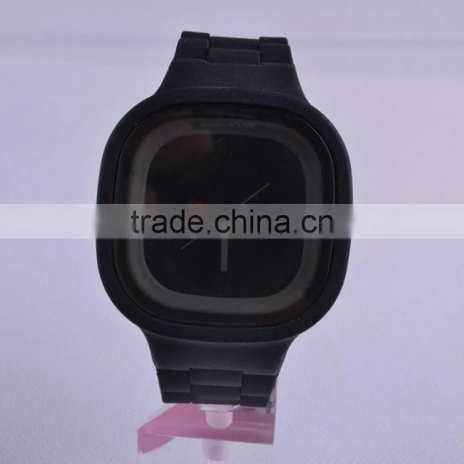 Stylish square face quartz silicon jelly watch
