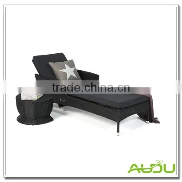 Audu Black Wicker Lounge Chair Outdoor