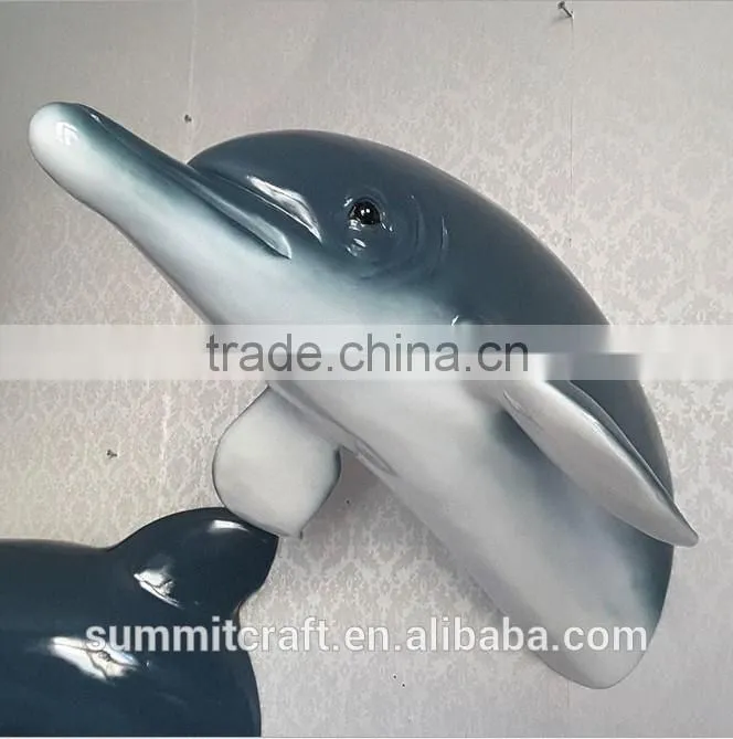 Resin 3D dolphin sculpure wall mount decor