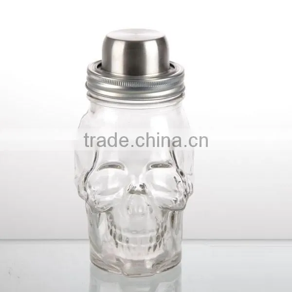 6color spray new design skull glass bottle decorative jars With the handle