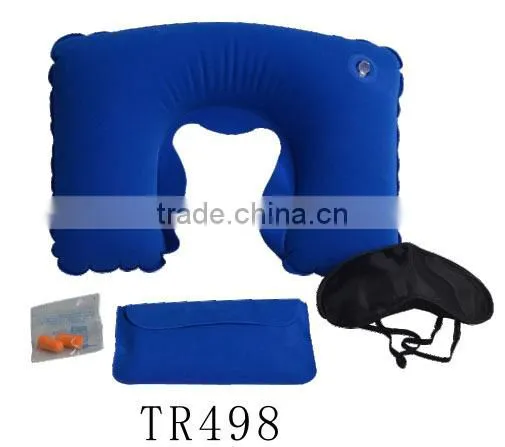 3 in 1 sleeping set inflatable neck pillow & eye mask & ear plugs travel kit