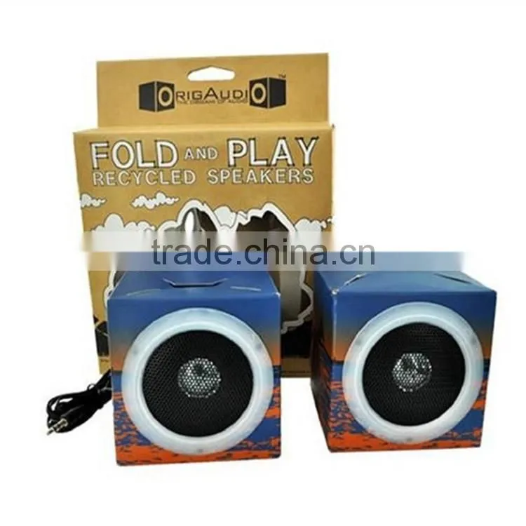 New design Custom full logo printing foldable cardboard mini speaker for promotion gift