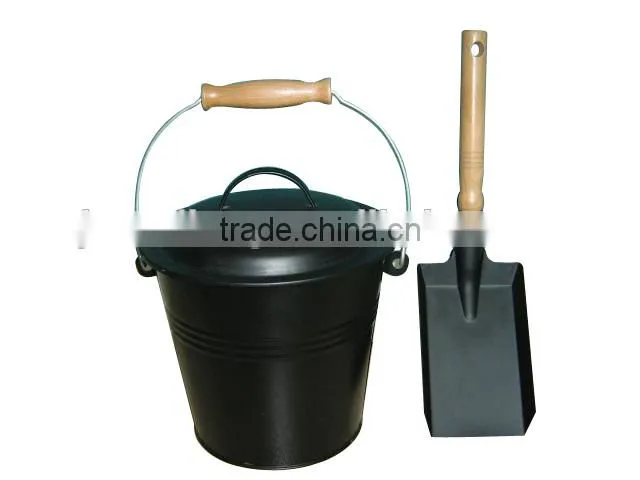 metal fire shovel with wooden handle black ash coal remove spade scoop
