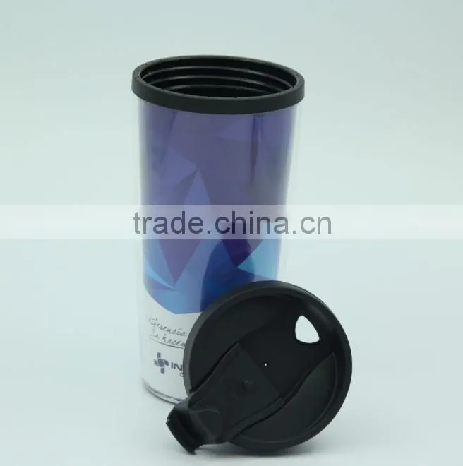 350ml paper inserted double wall Plastic thermos mug