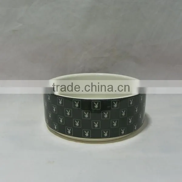 Black Rabbit Ceramic Dog Bowl
