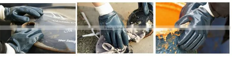 NMSAFETY blue nitrile b grade heavy duty oil field work glove
