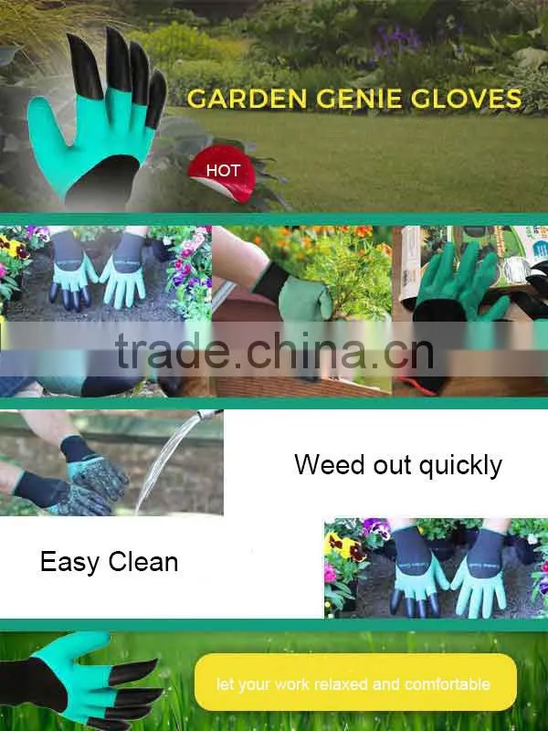 Garden Genie Gloves - Garden Gloves For Digging & Planting No More Worn Out Fingertips Unisex Claws On Right Hand