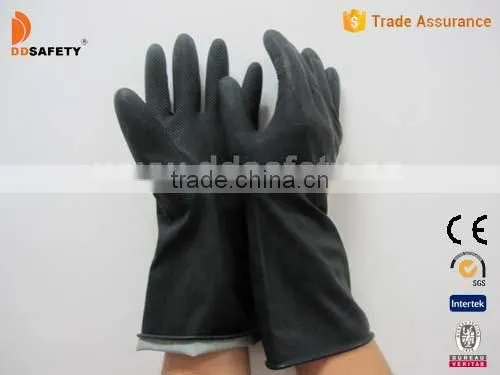 DDSAFETY Rubber Black Industry Gloves White Inside And Black Outside Gloves