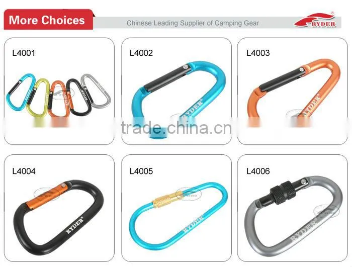 Purple Camping Aluminum Karabiner Clip with Strap