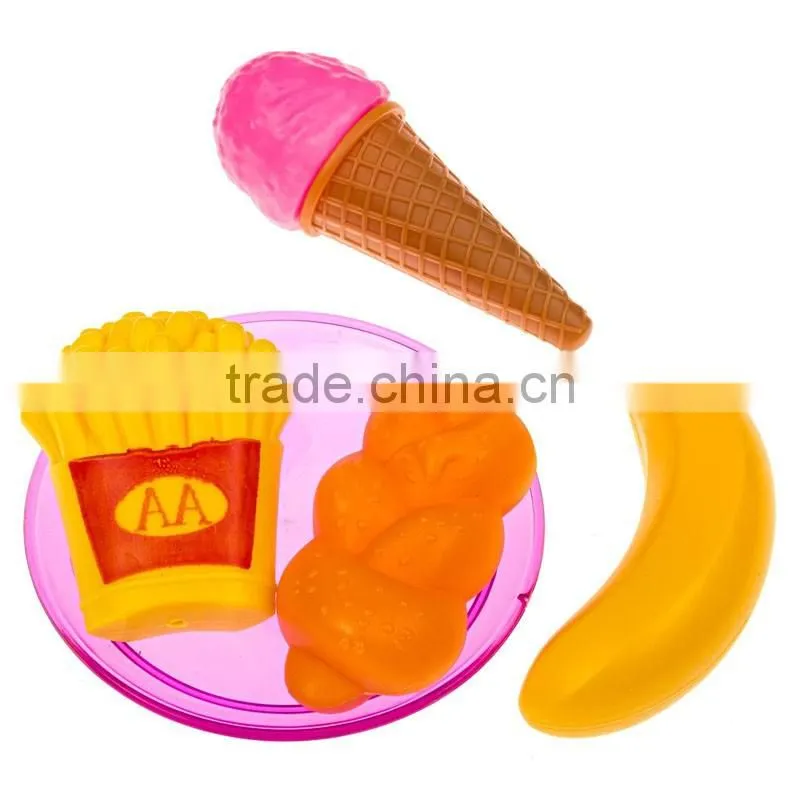 Wholesale funny plastic mini food toy & dishes set Pots, Pans, Plates, Eggs, Dessert, Meat, Pantry, Cookware, Utensils, Tray