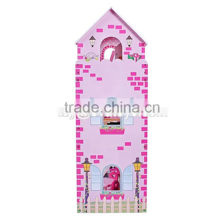New design pretend play miniature wooden toy doll house for kids W06A228