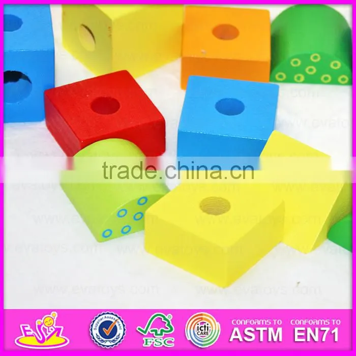 2015 New intelligence pull line blocks toy,kids wooden toy wooden block pull toy,Line Pull Building Block toys (Train) W05C009