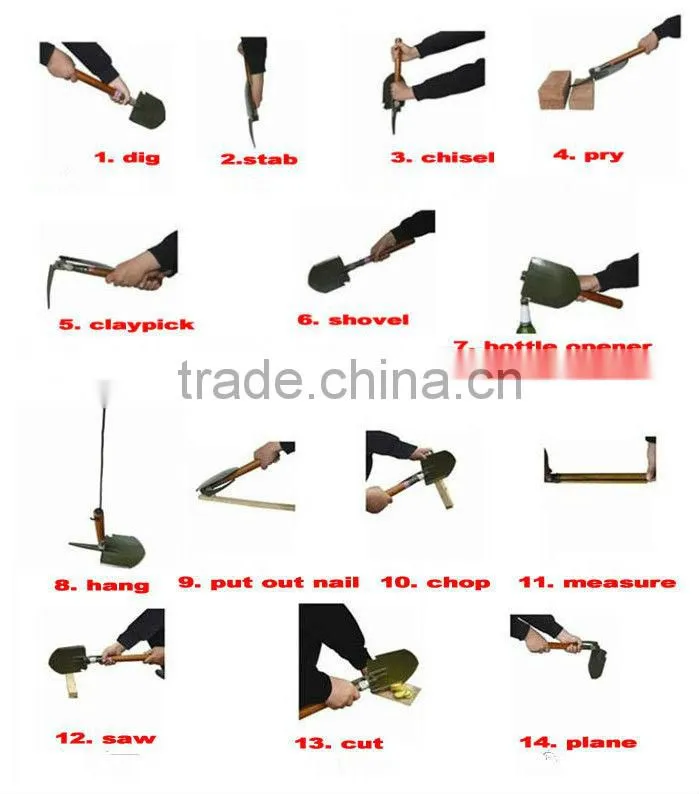 Digging tools Stainless steel shovel folding camping shovel