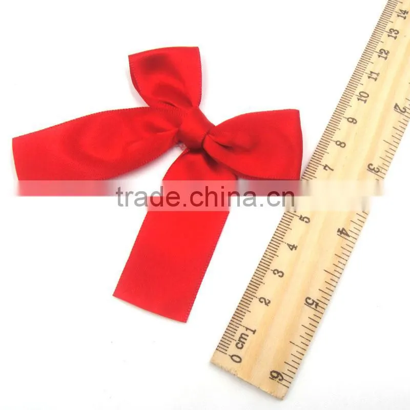 Handmade simple cheap red satin bow for gift packing box