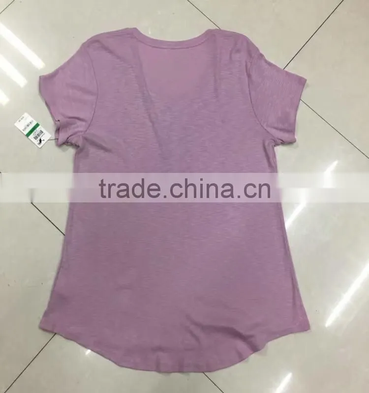 women cheap print branded stock tee