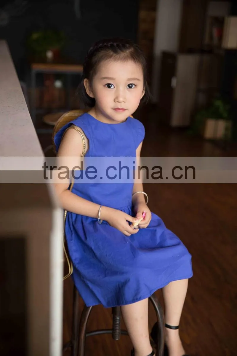 COOL KID ZONE 2016 sleeveless modern cotton linen breathable children summer girls linen dress