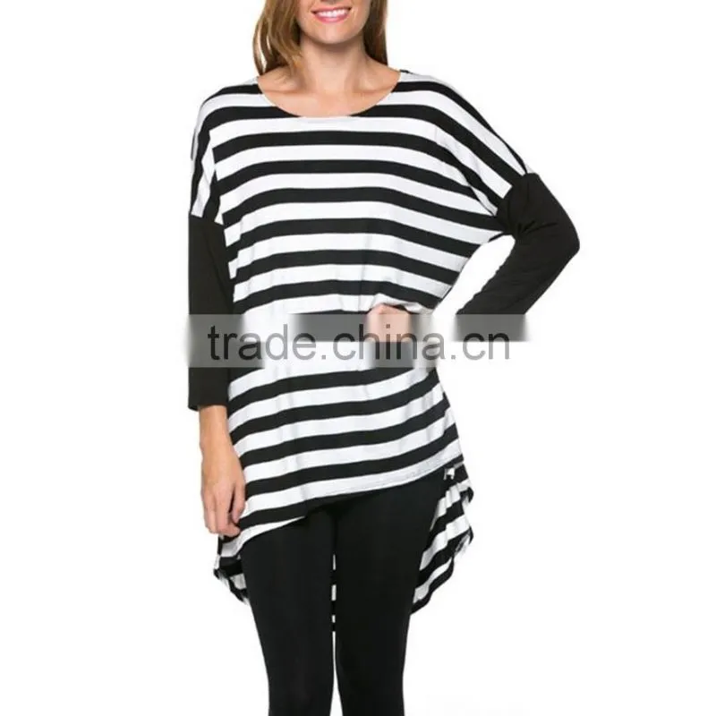 Fashion clothing 2017 printed blouse design long sleeve casual woman blouse stripe blouse for wholesale 2017