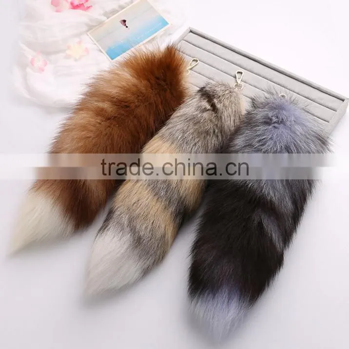 New fox fur fur imports 40cm real hair fox hair tail multi-color color bag pendant wholesale