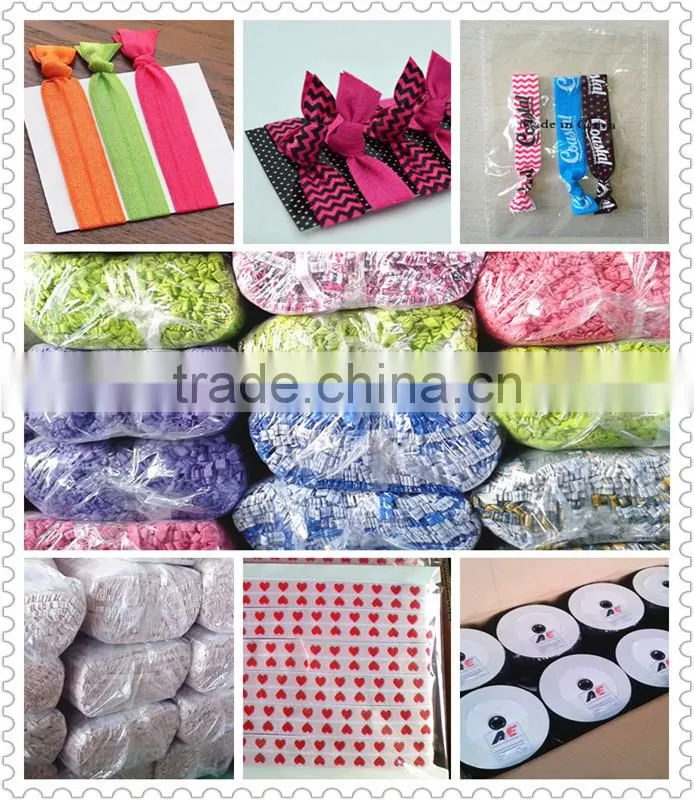 15mm soft matt NO-CRACK heart print elastic folded ribbon