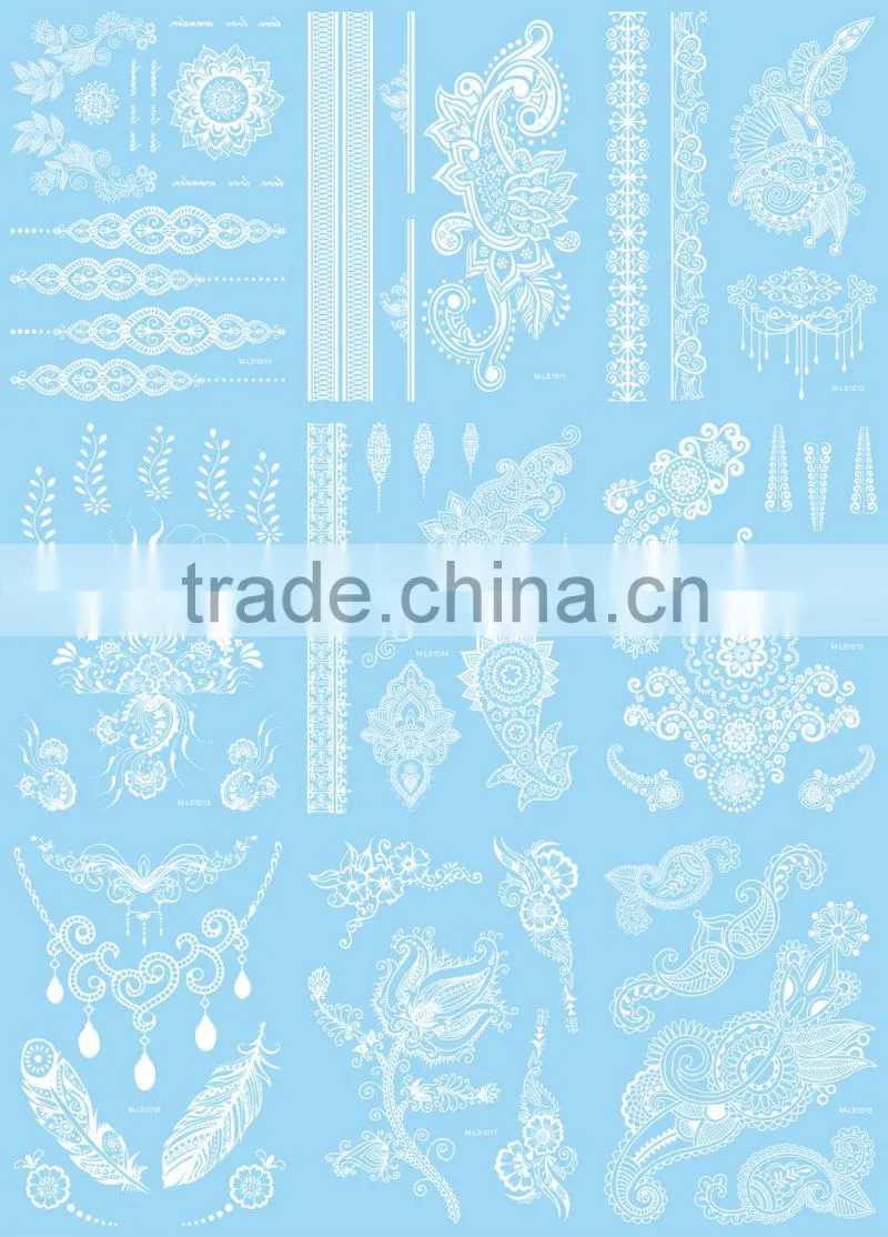 Custom temporary bridal white lace tattoos