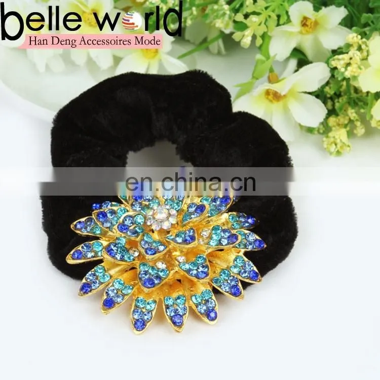 New Customizable Rhinestone Flower Scrunchy for Women