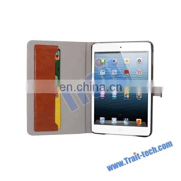 2015 New Arrival Oil Wax Crazy Horse Pattern for iPad Mini 4 tablet cover